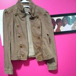 Jeanology Brown Cropped Utility Jacket with Classic Design- Sz 14